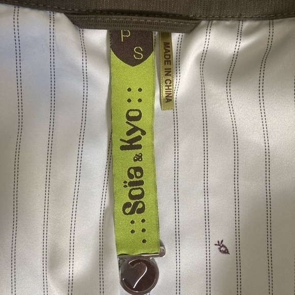 Soia & Kyo Jacket Women’s Brown Cotton Blend Zip Front with Storm Flap Jacket - Picture 4 of 14